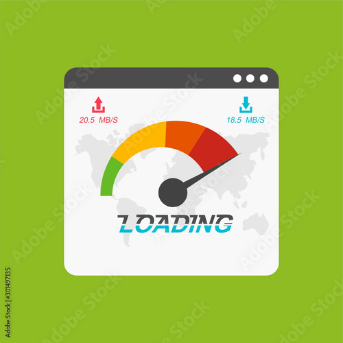 Web browser acceleration Flat design vector illustration. Flat design people and technology concept