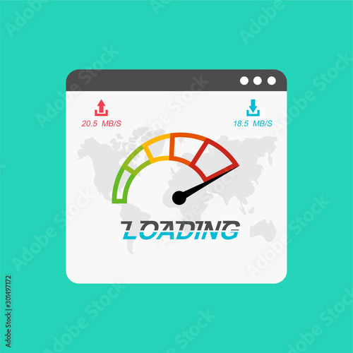 Web browser acceleration Flat design vector illustration. Flat design people and technology concept