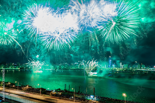 Taipei, Tamsui River, Dadao, Mid-Autumn Festival, fireworks scenery film