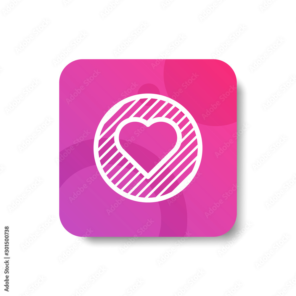 love round icon in outline / line and stripes style with colorful smooth gradient background, suitable for mobile and web UI, app button, infographic love round icon in outline / line and stripes style with colorful smooth gradient background, suitable for mobile and web UI, app button, infographic