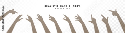 Set of Shadows of female hands. Isolated on a transparent background.