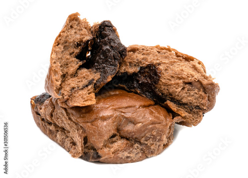 Chocolate bread isolated on white background