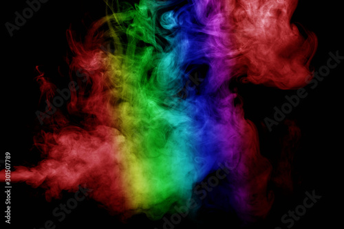 Abstract smoke isolated on black background,Rainbow powder © sirawut