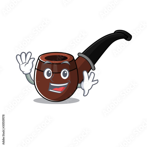 cheerful cartoon the of waving smoke pipe