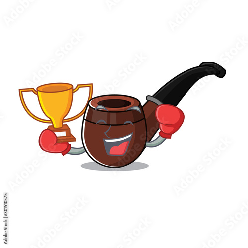 smoke pipe isolated cartoon the boxing winner mascot