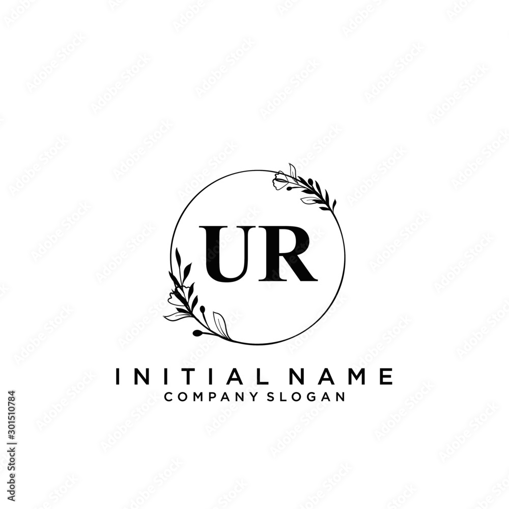 Letter UR Beauty Logo Template Vector Letter UR Beauty Logo Template Vector