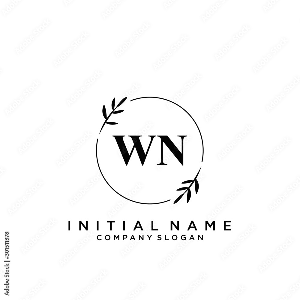 Letter WN Beauty Logo Template Vector Letter WN Beauty Logo Template Vector