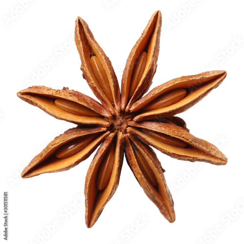 star anise on white background 