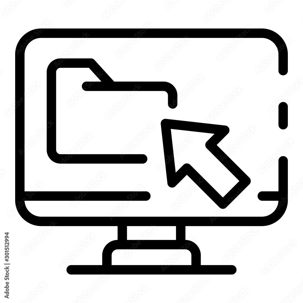 Computer and folder icon. Outline computer and folder vector icon for web design isolated on white background Computer and folder icon. Outline computer and folder vector icon for web design isolated on white background