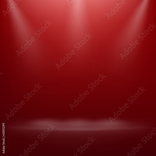Red spotlight on theater stage. EPS 10