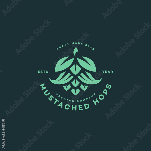 Mustached hops logo