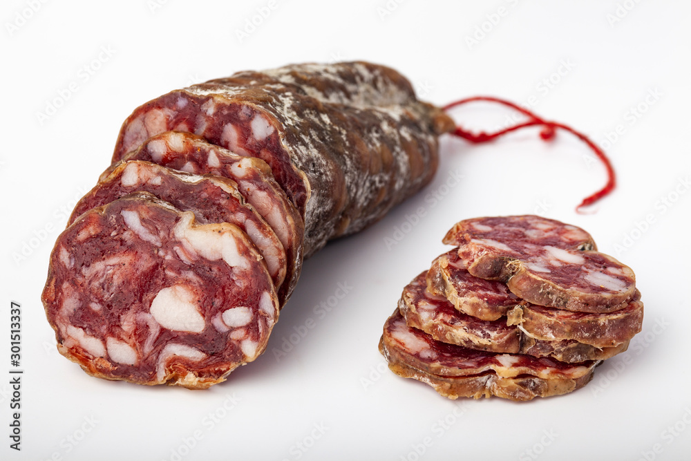 pork dry sausage isolated on white background pork dry sausage isolated on white background