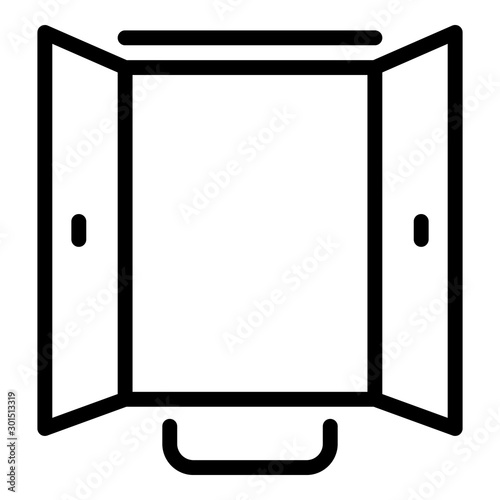 Open double door icon. Outline open double door vector icon for web design isolated on white background