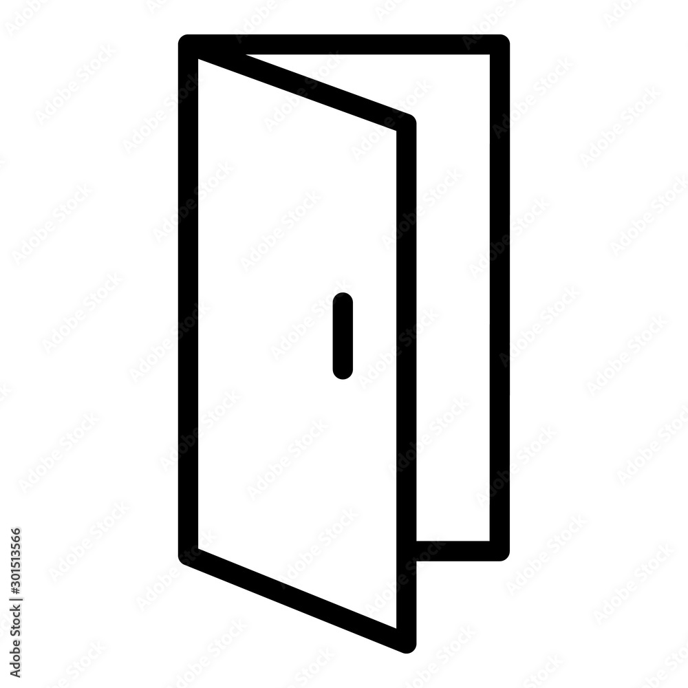 Ajar door icon. Outline ajar door vector icon for web design isolated on white background Ajar door icon. Outline ajar door vector icon for web design isolated on white background