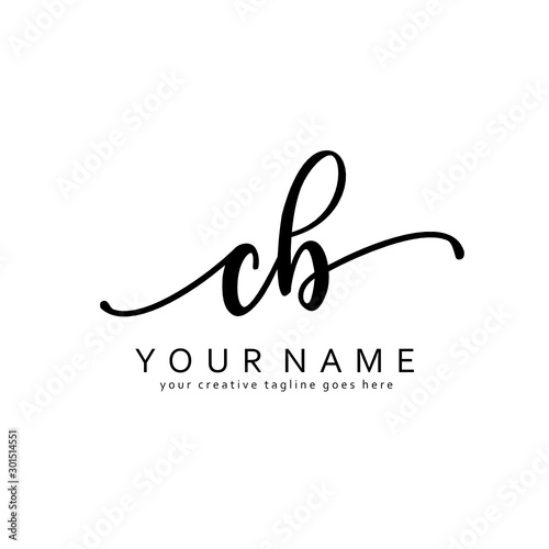 Handwriting C B CB initial logo template vector