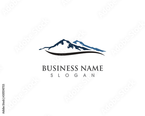 Mountain sun logo Template Vector design