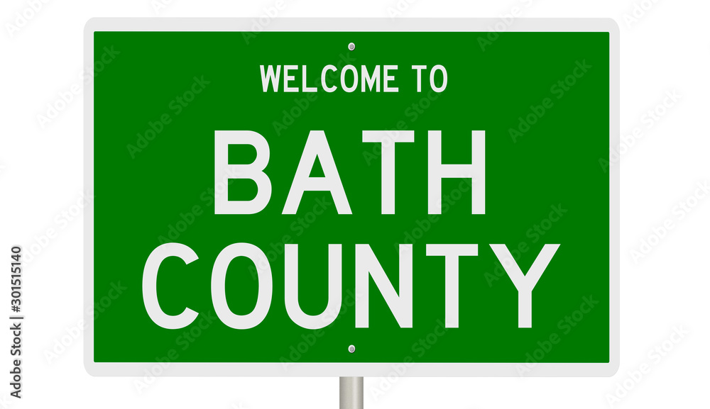 Rendering of a green 3d highway sign for Bath County Rendering of a green 3d highway sign for Bath County