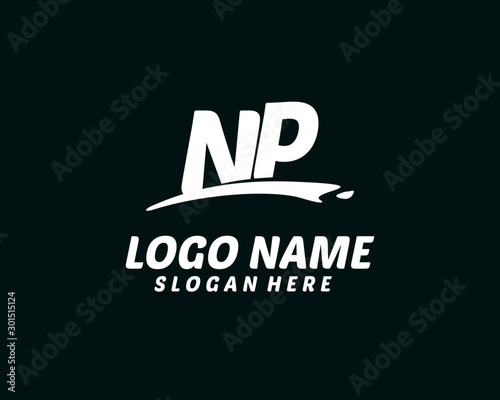 NP Initial with splash logo vector	