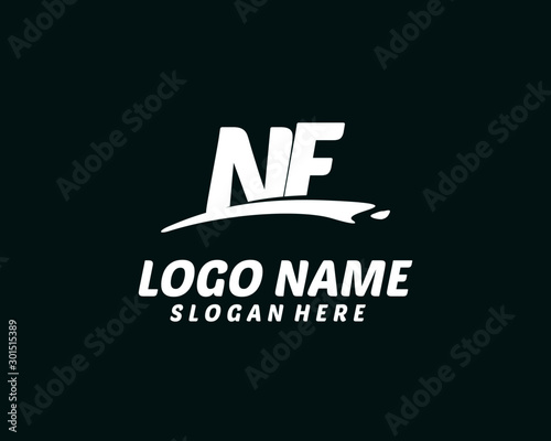 NF Initial with splash logo vector	