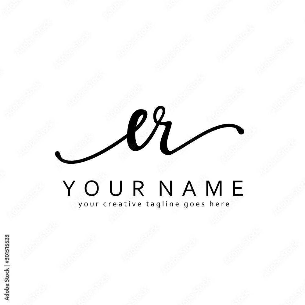 Handwriting E R ER initial logo template vector Handwriting E R ER initial logo template vector