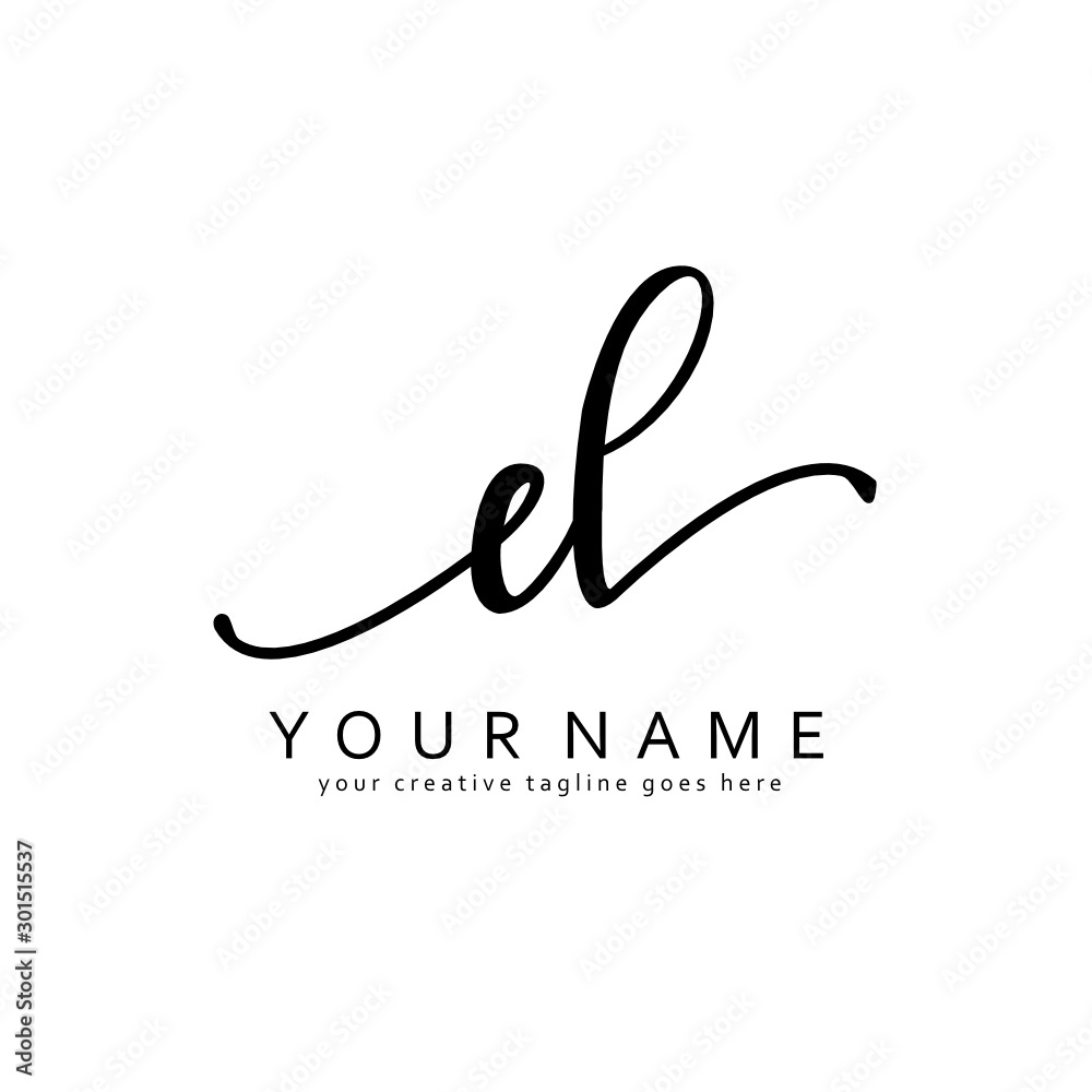 Fototapeta premium Handwriting E L EL initial logo template vector