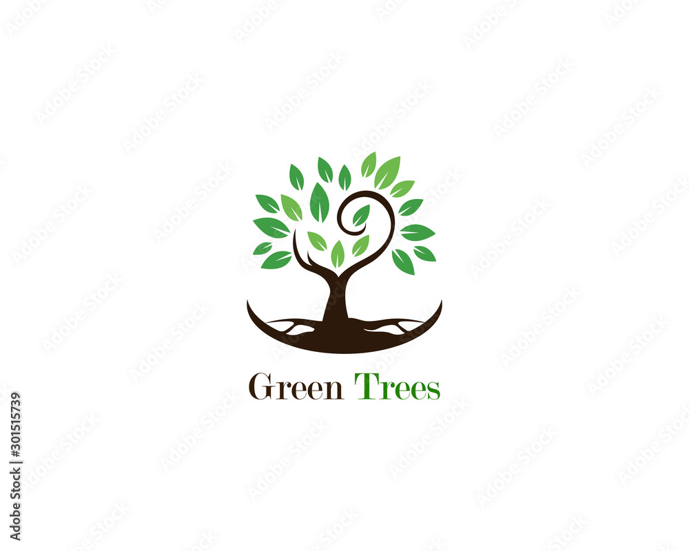 Obraz premium Green tree leaf logo ecology element nature vector