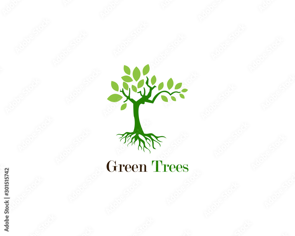 Obraz premium Green tree leaf logo ecology element nature vector
