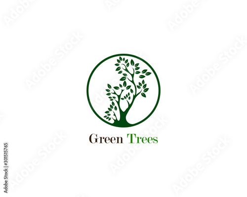 Green tree leaf logo ecology element nature vector