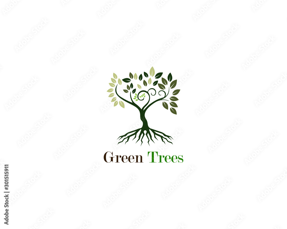 Green tree logo ecology nature vector Green tree logo ecology nature vector