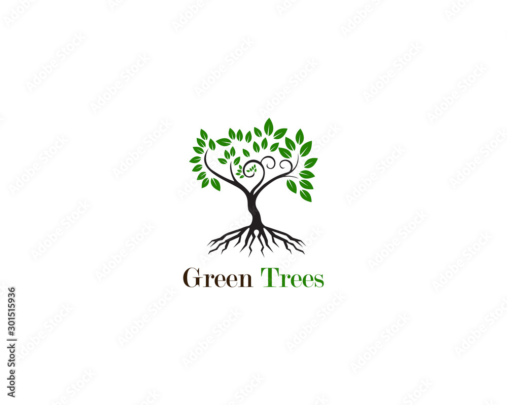 Obraz premium Green tree logo ecology nature vector
