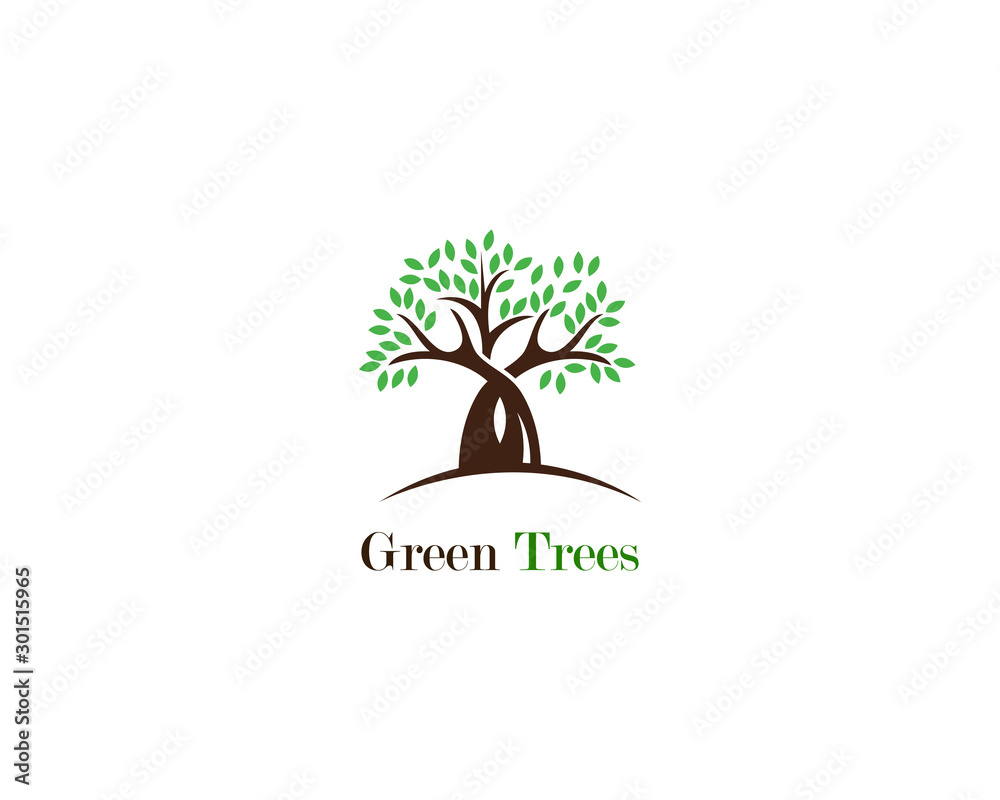 Obraz premium Green tree logo ecology nature vector