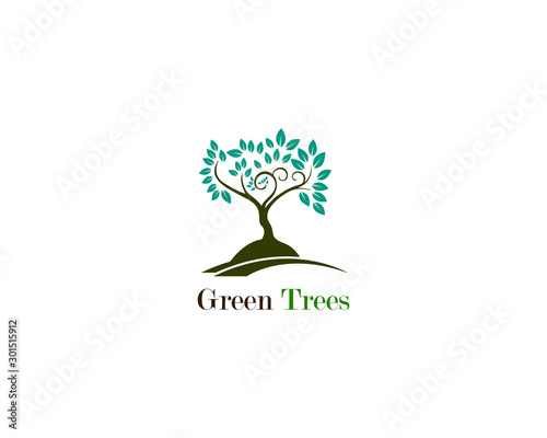 Green tree logo ecology nature vector