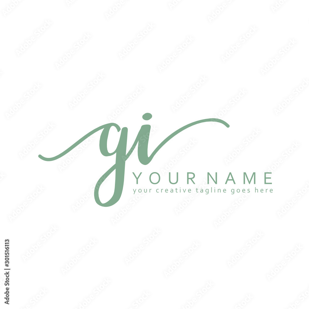 Handwriting G I GI initial logo template vector Handwriting G I GI initial logo template vector