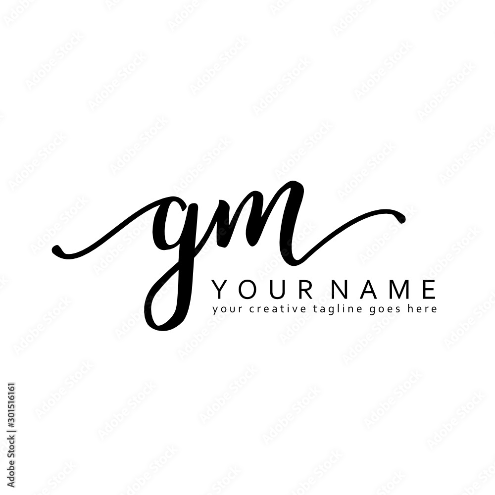 Handwriting G M GM initial logo template vector Handwriting G M GM initial logo template vector