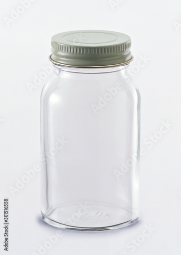glass bottles on white background