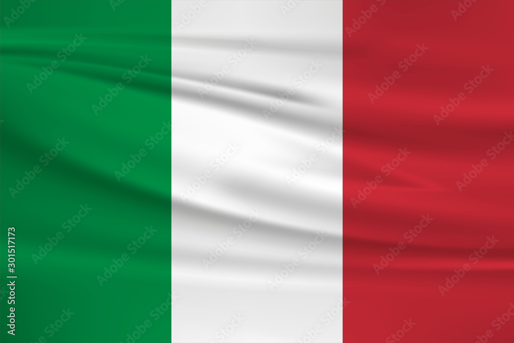 Italy flag vector icon, Italy flag waving in the wind.