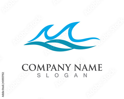 Waves of sea or ocean waves, blue water, splash and gale, vector illustration