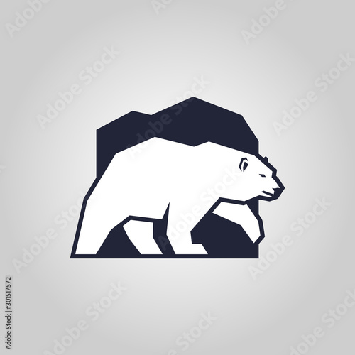 White bear. Polar bear silhouette outline icon