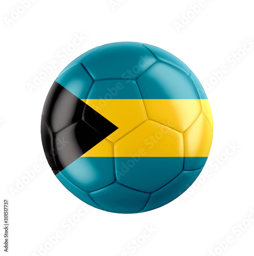 Soccer football ball with flag of Bahamas