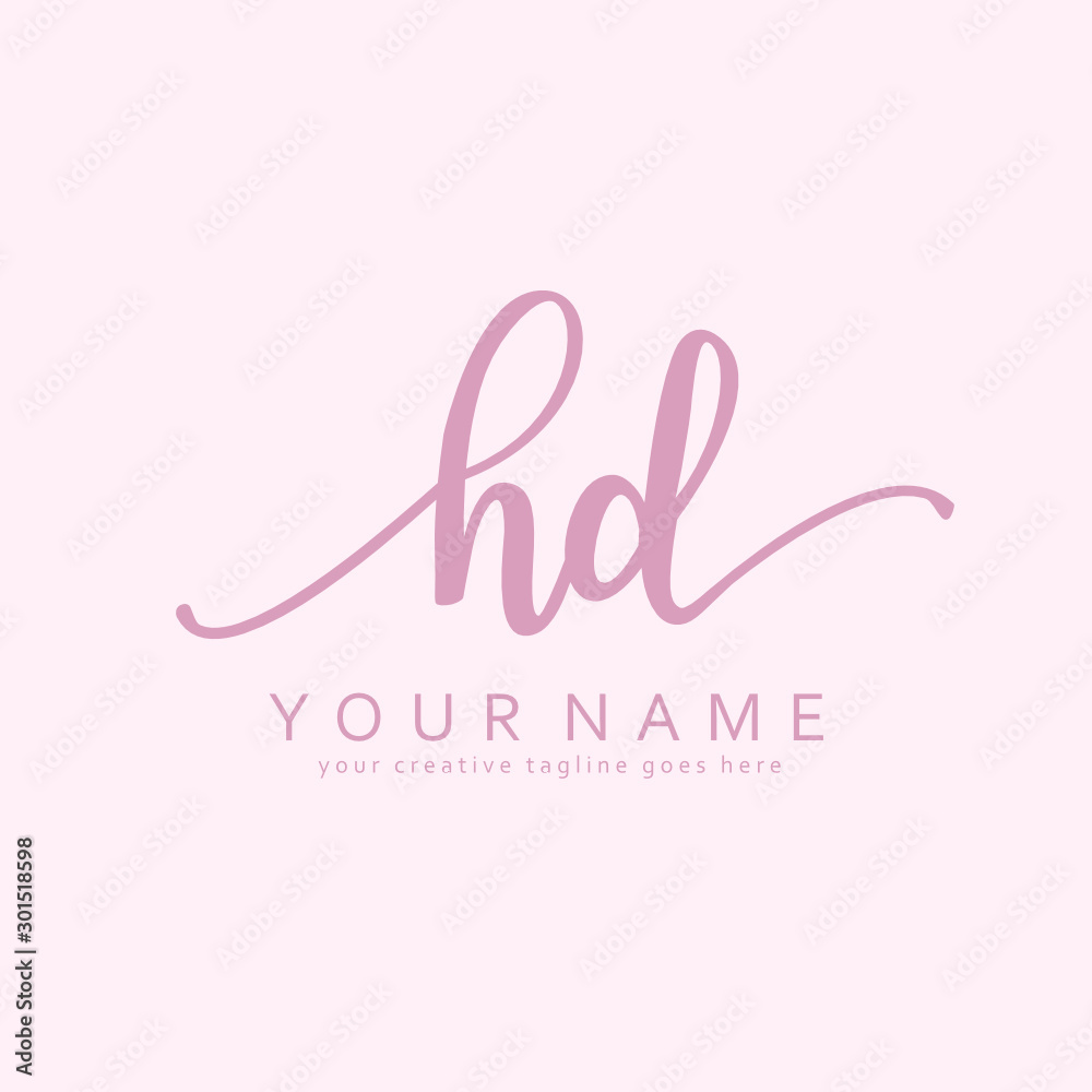 Handwriting H D HD initial logo template vector Handwriting H D HD initial logo template vector