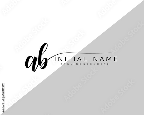 A B Initial handwriting logo vector. Hand lettering for designs.