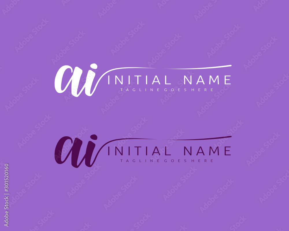 A I Initial handwriting logo vector. Hand lettering for designs.