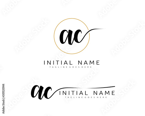 A C Initial handwriting logo vector. Hand lettering for designs.