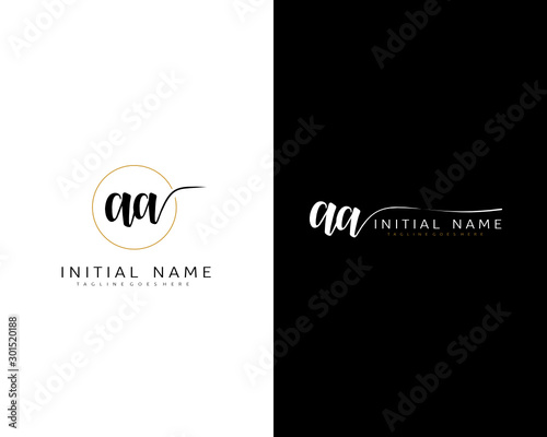 A AA Initial handwriting logo vector. Hand lettering for designs.
