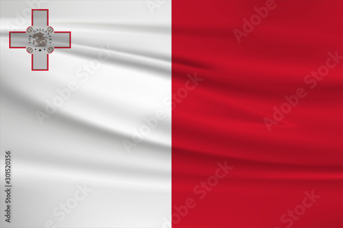 Malta flag vector icon, Malta flag waving in the wind.