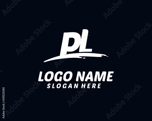PL Initial with splash logo vector	