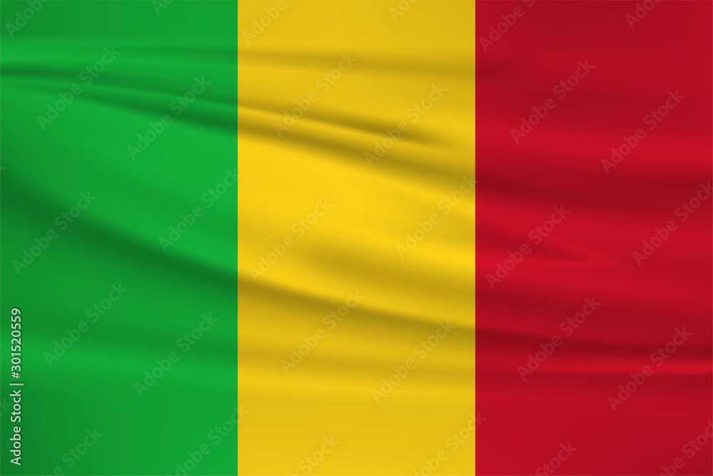 Obraz premium Illustration of a waving flag of the Mali