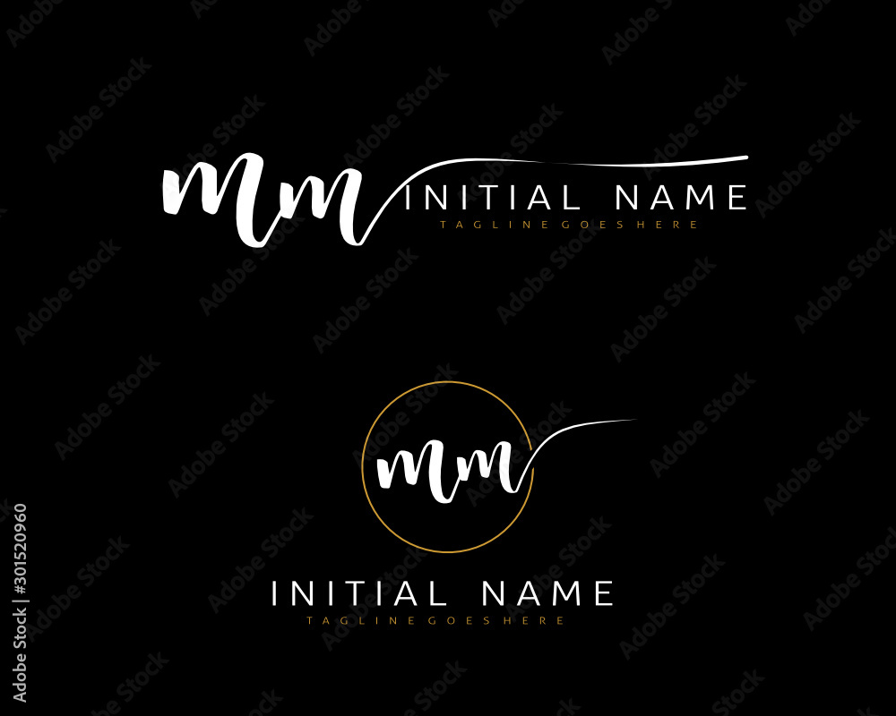 M MM Initial handwriting logo vector. Hand lettering for designs.