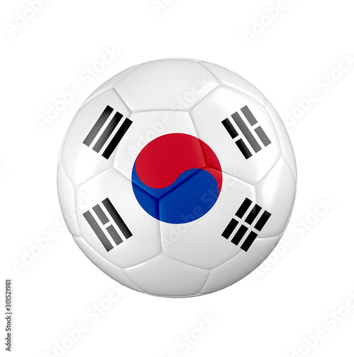 Soccer football ball with flag of South Korea