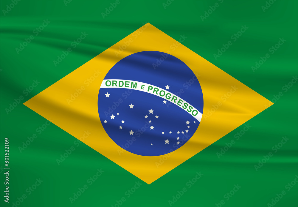 Fototapeta premium Illustration of a waving flag of the Brazil